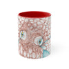 Orange Teal Octopus Vintage Map On White Art Accent Coffee Mug 11Oz Red /