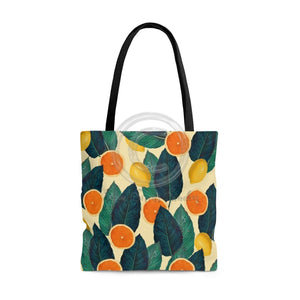 Oranges And Lemons Beige Chic Tote Bag Large Bags