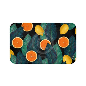 Oranges And Lemons Black Bath Mat Large 34X21 Home Decor