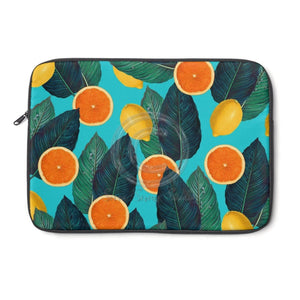 Oranges And Lemons Blue Vintage Collage Laptop Sleeve 13