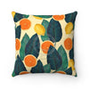 Oranges And Lemons Exotic Beige Chic Square Pillow 14X14 Home Decor