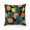 Oranges And Lemons Exotic Black Chic Square Pillow 14X14 Home Decor