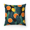 Oranges And Lemons Exotic Black Chic Square Pillow Home Decor