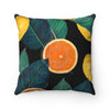 Oranges And Lemons Exotic Black Ii Chic Square Pillow 14X14 Home Decor
