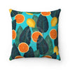 Oranges And Lemons Exotic Blue Chic Square Pillow Home Decor
