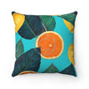 Oranges And Lemons Exotic Blue Ii Chic Square Pillow 14X14 Home Decor