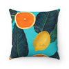 Oranges And Lemons Exotic Blue Ii Chic Square Pillow Home Decor