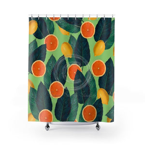 Oranges And Lemons Green Shower Curtain 71X74 Home Decor