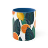 Oranges And Lemons On White Pattern Art Accent Coffee Mug 11Oz Blue /