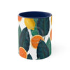 Oranges And Lemons On White Pattern Art Accent Coffee Mug 11Oz Navy /
