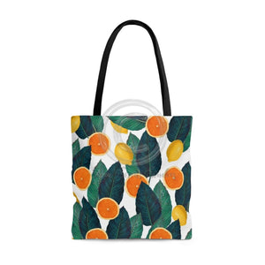Oranges And Lemons White Chic Tote Bag Large Bags