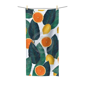 Oranges And Lemons White Exotic Chic Polycotton Towel Bath 30X60 Home Decor