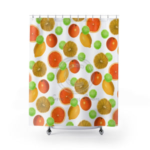 Oranges Limes And Lemons White Shower Curtain 71X74 Home Decor