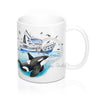 Orca And The Boat Watercolor Ink Art Mug 11Oz