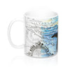 Orca Breaching Map Watercolor Ink Art Mug 11Oz