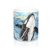 Orca Breaching Map Watercolor Ink Art Mug 11Oz