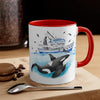Orca Killer Whale And The Boat Watercolor Ink Accent Coffee Mug 11Oz