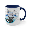Orca Killer Whale And The Boat Watercolor Ink Accent Coffee Mug 11Oz