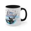 Orca Killer Whale And The Boat Watercolor Ink Accent Coffee Mug 11Oz