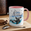 Orca Killer Whale And The Boat Watercolor Ink Accent Coffee Mug 11Oz