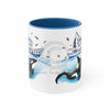 Orca Killer Whale And The Boat Watercolor Ink Accent Coffee Mug 11Oz Blue /