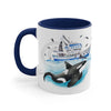 Orca Killer Whale And The Boat Watercolor Ink Accent Coffee Mug 11Oz Navy /