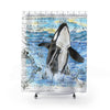 Orca Killer Whale Breaching Vintage Map Chic Shower Curtain 71X74 Home Decor