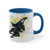 Orca Killer Whale Family Splash Ink Accent Coffee Mug 11Oz