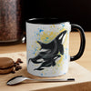 Orca Killer Whale Family Splash Ink Accent Coffee Mug 11Oz