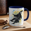 Orca Killer Whale Family Splash Ink Accent Coffee Mug 11Oz