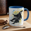 Orca Killer Whale Family Splash Ink Accent Coffee Mug 11Oz