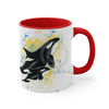 Orca Killer Whale Family Splash Ink Accent Coffee Mug 11Oz