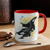 Orca Killer Whale Family Splash Ink Accent Coffee Mug 11Oz