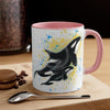 Orca Killer Whale Family Splash Ink Accent Coffee Mug 11Oz