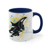 Orca Killer Whale Family Splash Ink Accent Coffee Mug 11Oz