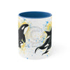 Orca Killer Whale Family Splash Ink Accent Coffee Mug 11Oz Blue /