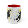 Orca Killer Whale Family Splash Ink Accent Coffee Mug 11Oz Red /