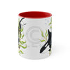 Orca Killer Whale In Kelp Ink Art Accent Coffee Mug 11Oz Red /