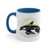 Orca Killer Whale Mom And Baby Sun Ink Accent Coffee Mug 11Oz Blue /