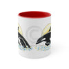 Orca Killer Whale Mom And Baby Sun Ink Accent Coffee Mug 11Oz Red /