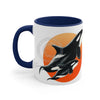 Orca Killer Whale Orange Red Sun Accent Coffee Mug 11Oz