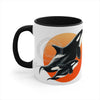Orca Killer Whale Orange Red Sun Accent Coffee Mug 11Oz
