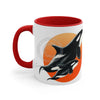 Orca Killer Whale Orange Red Sun Accent Coffee Mug 11Oz