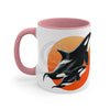Orca Killer Whale Orange Red Sun Accent Coffee Mug 11Oz