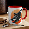Orca Killer Whale Orange Red Sun Accent Coffee Mug 11Oz