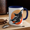Orca Killer Whale Orange Red Sun Accent Coffee Mug 11Oz