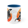 Orca Killer Whale Orange Red Sun Accent Coffee Mug 11Oz Blue /