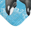 Orca Killer Whale Pod Vintage Map Blue Chic Watercolor Bath Mat Home Decor