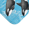 Orca Killer Whale Pod Vintage Map Blue Chic Watercolor Bath Mat Home Decor