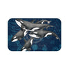 Orca Killer Whale Pod Vintage Map Navy Blue Chic Watercolor Bath Mat Large 34X21 Home Decor